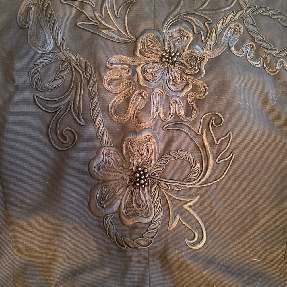 Escada By Margaretha Ley- Vintage Black Floral Embroidered Blazer - Picture 6 of 10